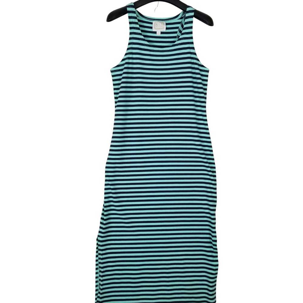 Sail to Sable Mint Navy‎ Striped Sleeveless Maxi Tank Dress Small RN 142602